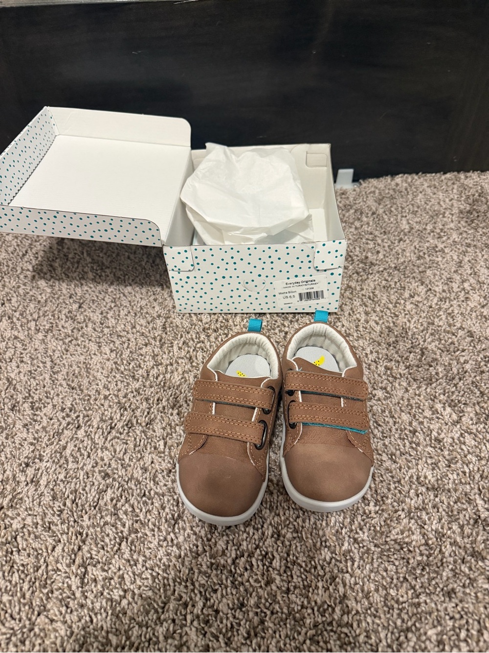 Toddler Brown Velcro Sneakers with Cushioned Comfort